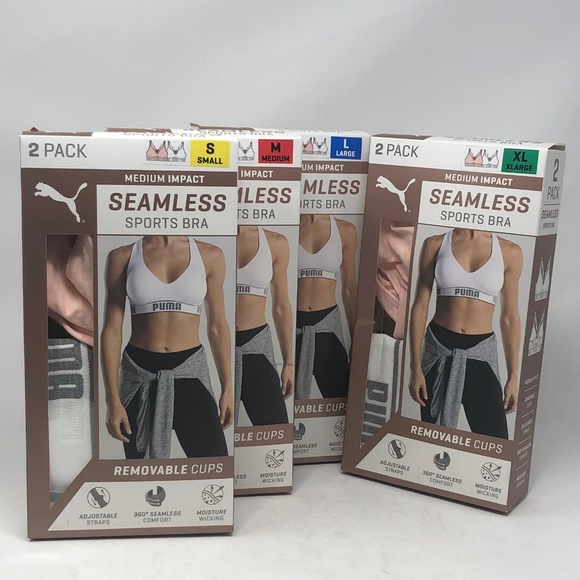 PUMA Women's Seamless Sports Bra Removable Cups - Picture 2 of 5